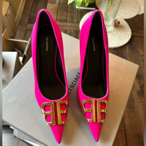 Balenciaga smooth velvet rose fuchsia heels - Picture 4 of 7